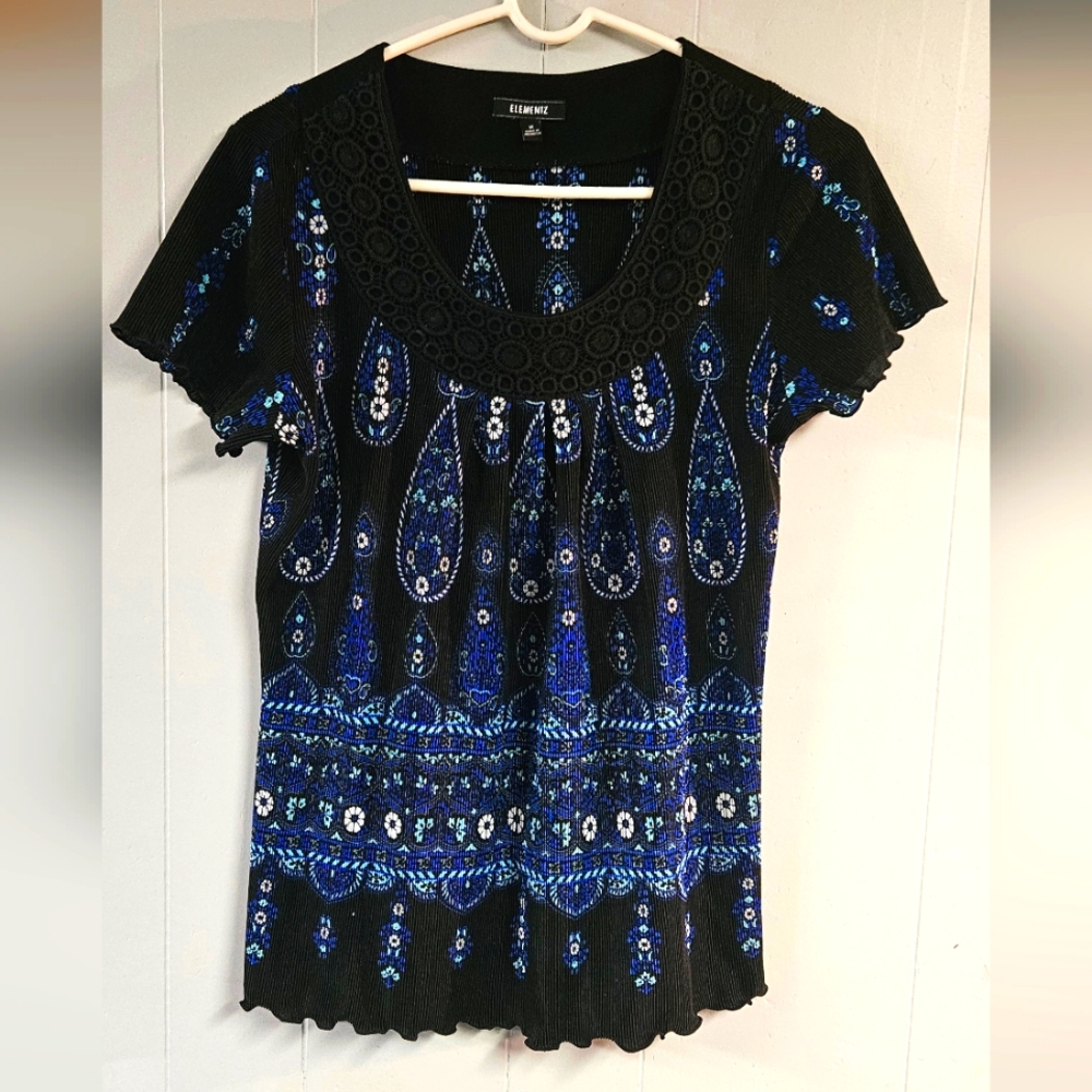 Elementz Paisley Boho Short Sleeve Top
